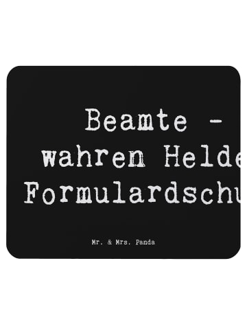 Mr. & Mrs. Panda Mauspad Spruch Beamtin Heldin mit Spruch in Schwarz