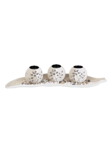 relaxdays Teelichthalter Set in Beige/Weiß