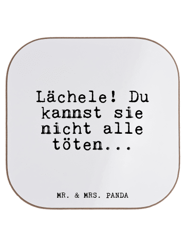 Mr. & Mrs. Panda Untersetzer Lächele! Du kannst sie... mit Spruch in Weiß