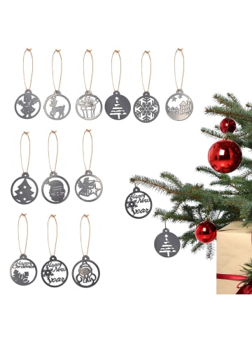 UNUS Weihnachtsanhänger 12er Set in Silber