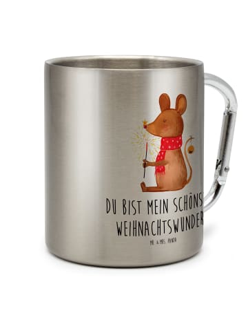 Mr. & Mrs. Panda Thermobecher Maus Weihnachten mit Spruch in Silber