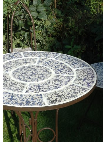 Esschert Design 2er-Set: Gartentisch in Blau | weiß | braun