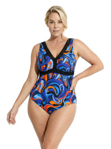 Ulla Popken Badeanzug in royalblau