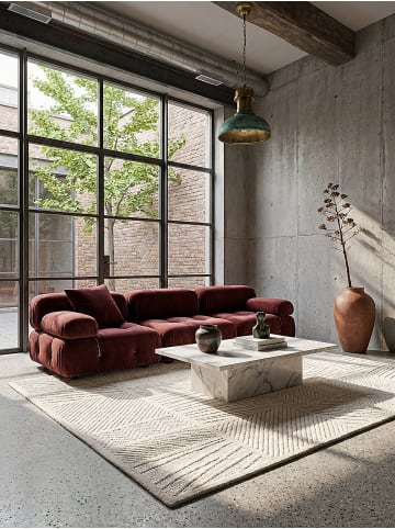 KADIMA DESIGN Teppich Kurzflor Strapazierfähig CARVE Geometrisch Wohnzimmer Modern in Natur