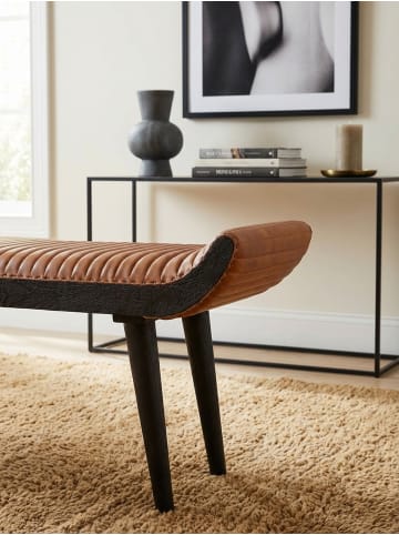 KADIMA DESIGN Sitzbank Echtleder / Massivholz Bank 125x51x38 cm Modern,