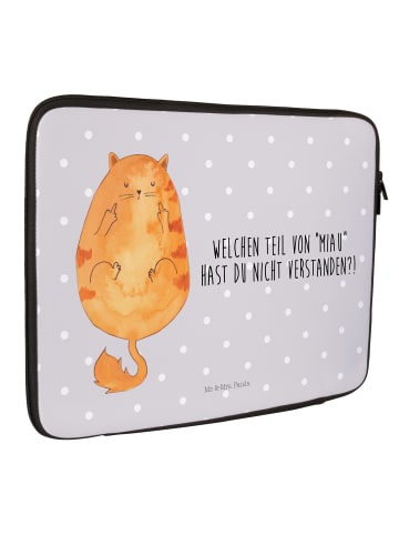 Mr. & Mrs. Panda Laptop Tasche Katze Mittelfinger mit Spruch in Grau Pastell