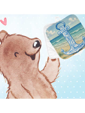 Mr. & Mrs. Panda Topflappen Anker Blau Design ohne Spruch in Weiß