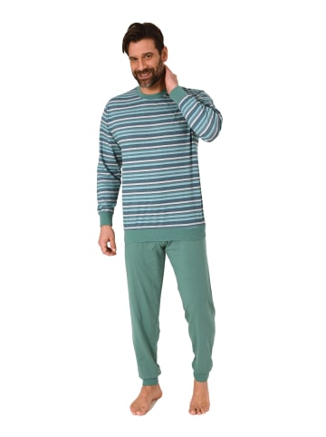 NORMANN Langarm Schlafanzug Pyjama Bündchen Streifen - 86168 in blau