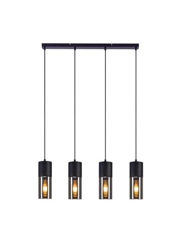 ZMH Pendelleuchte 4-flammige E27 in Schwarz Glas Metall Pendellampe