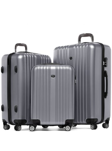 FERGÉ Kofferset Hartschale 3-teilig Hartschale 3 teilig Koffer Set TOULOUSE in silber