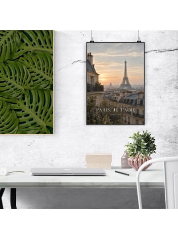Poster Eiffelturm elegant Design mit Spruch in Weiß
