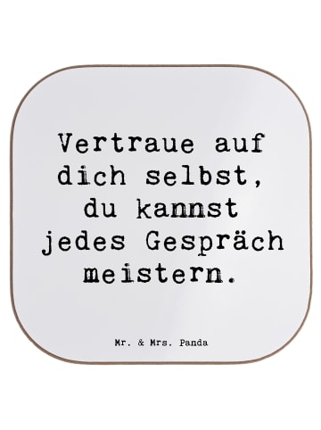 Mr. & Mrs. Panda Holzuntersetzer Spruch Ein schwieriges Gespräch... in Weiß