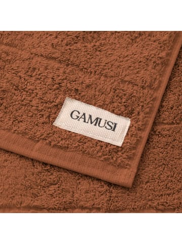 GAMUSI Handtuchset "Terry" in Senfgelb - Terrakotta