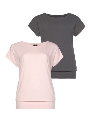 H.I.S. T-Shirt in anthrazit-rosa
