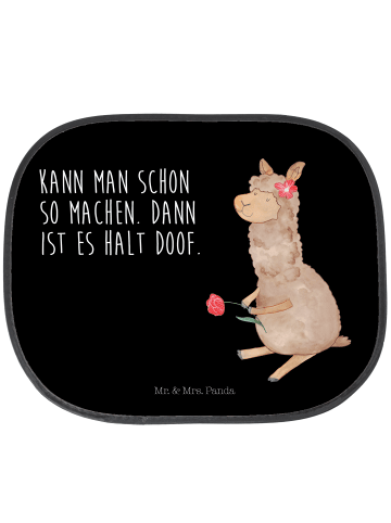 Mr. & Mrs. Panda Sonnenschutz Auto Alpaka Blume mit Spruch in Schwarz