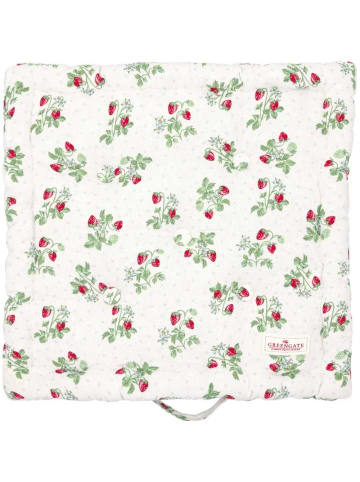 Greengate Sitzkissen Box Kissen BERRY Weiß mit Erdbeeren 50x50
