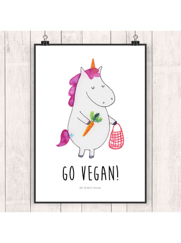 Mr. & Mrs. Panda Poster Einhorn Vegan mit Spruch in Weiß