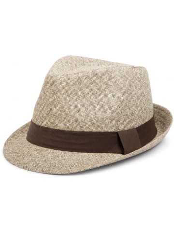 styleBREAKER Trilby Hut in Beige-meliert / Dunkelbraun