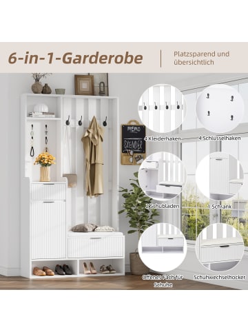 ABRIHOME 6 in 1 Eingangsschrank mit Wäscheständer und Spiegel 100*30*180cm