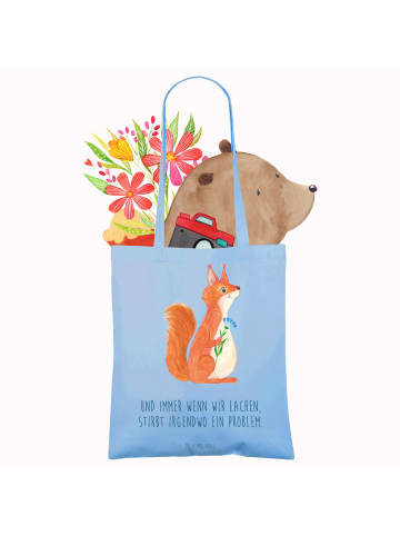 Mr. & Mrs. Panda tote bag Eichhörnchen Blume mit Spruch in Sky Blue