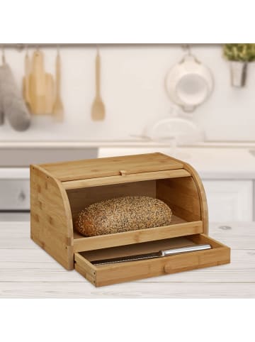 relaxdays Rollbrotkasten in Natur - (B)40,5 x (H)21 x (T)28 cm