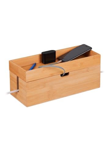 relaxdays Kabelbox in Natur - (B)34 x (H)14 x (T)14 cm