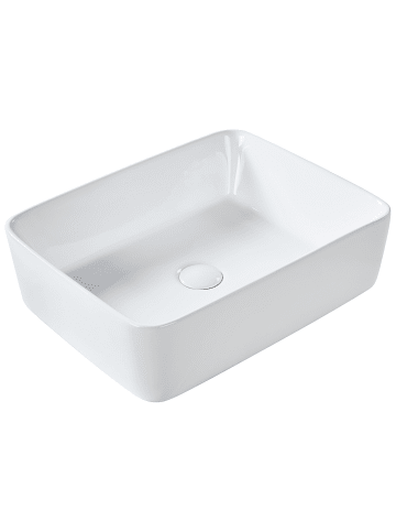 Beliani Waschbecken TRAVESIA in Weiß - (W) 49 x (H) 14 x (L) 38 cm