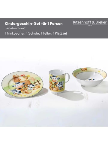 Ritzenhoff & Breker Kindergeschirr mit Platzset Hoftiere in bunt