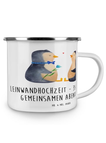 Mr. & Mrs. Panda Tasse Emaille 35. Hochzeitstag Leinwandhochzeit... in Weiß