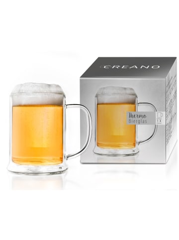 Creano Thermo- Bierglas doppelwandiges Bierglas  - 500ml Glas