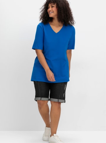 sheego V-Shirt in kobaltblau