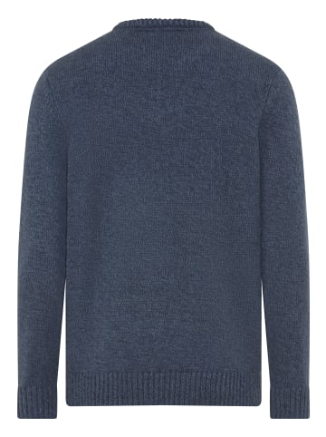 Man's World Rundhalspullover in blau melange