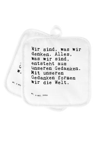 Mr. & Mrs. Panda Topfuntersetzer Wir sind, was wir... mit Spruch in Weiß