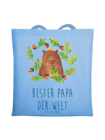 Mr. & Mrs. Panda Tragetasche Bär König mit Spruch in Sky Blue