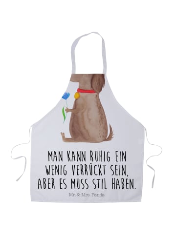 Mr. & Mrs. Panda Schürze Hund Blume mit Spruch in Weiß