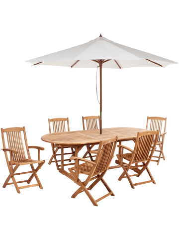Beliani 8-tlg Gartentisch Set MAUI II in Braun/Beige