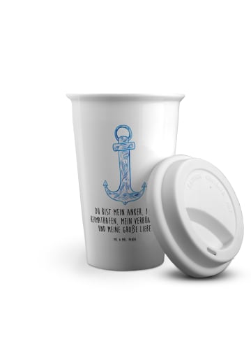 Mr. & Mrs. Panda To Go Becher Anker Blau mit Spruch in Weiß