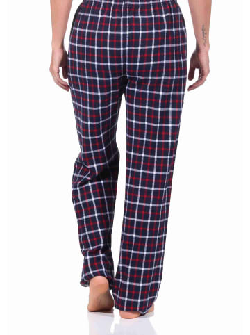 NORMANN Flanell Schlafanzug Hose kariert Baumwolle - 70817 in navy