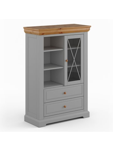 Feldmann-Wohnen Standvitrine Marone Elite Grau / Kiefer Natur 95 / 41 / 140cm