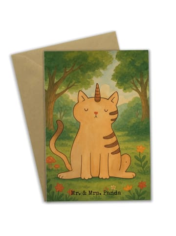 Mr. & Mrs. Panda Klappkarte Einhorn Katze Design ohne Spruch in Weiß
