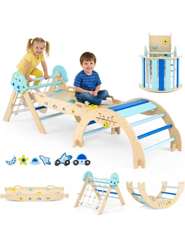 COSTWAY Klettergerüst Indoor 3er Set ab 1 Jahr in Blau