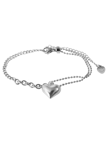 Adeliás Damen Armband – Herz aus Edelstahl 17 cm in silber