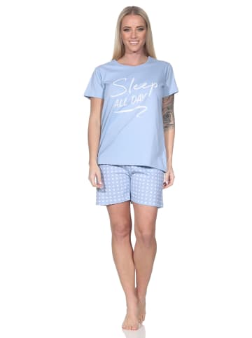 NORMANN Schlafanzug Shorty kurzarm Karo-optik 126 10 800 in blau