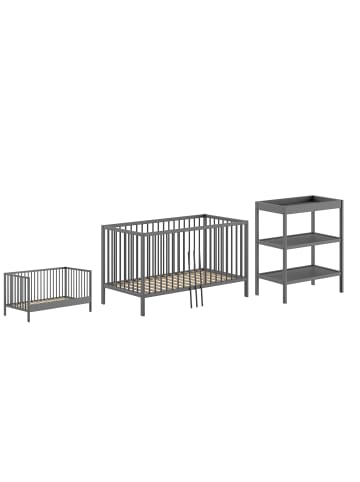 58 aufm Kessel BABYZIMMER Set Kara-lynn 6 Komplettset Massivholz Buche Anthrazit