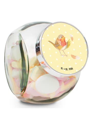 Mr. & Mrs. Panda Vorratsbehälter Rotkehlchen Federn ohne Spruch in Gelb Pastell