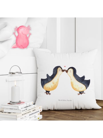 Mr. & Mrs. Panda Zierkissen Pinguin Liebe ohne Spruch in Weiß