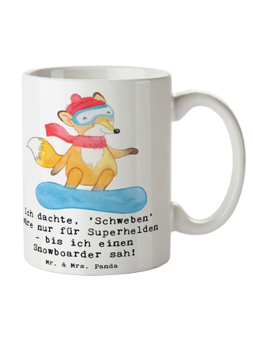 Mr. & Mrs. Panda Kaffeebecher Snowboarden Zauber mit Spruch in Weiß