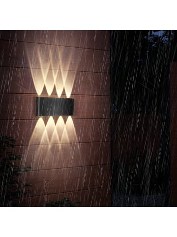 ZMH 2er-Set Wandleuchte LED in schwarz Modern warmweiß 7W IP65 Up Down L 22cm