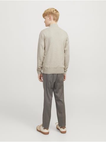 JACK & JONES Junior Strickjacke mit Viertelreißverschluss in Oatmeal