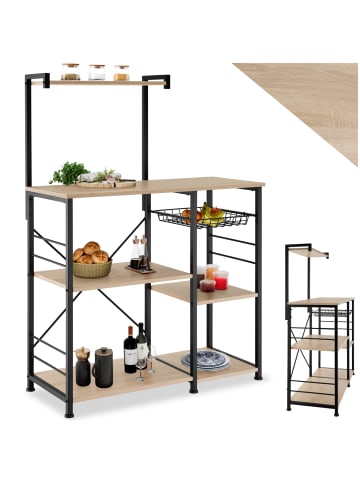 tectake Küchenregal Crawley 90 x 40 x 131,5 cm, Industrial Holz hell, Eiche Sonoma